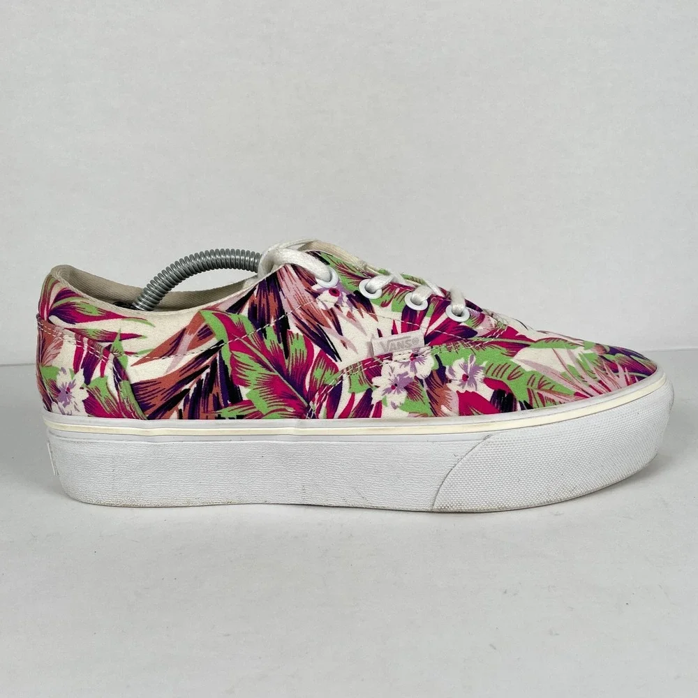 Vans Doheny Platform Sneakers Womens Size 8.5 Floral Hawaiian Lace Up Shoes